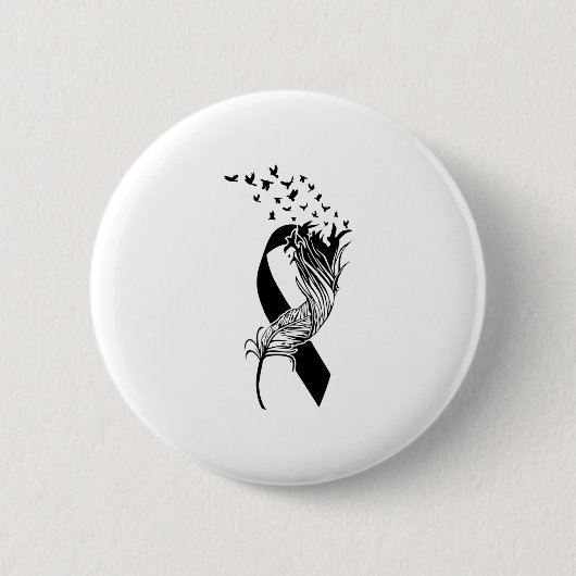 Cancer Black Ribbon Feather Birds Ronde Button 5,7 Cm (Voorkant)