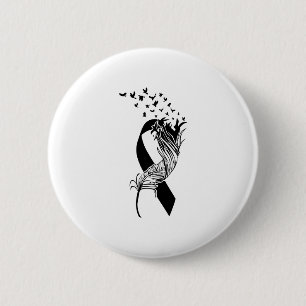 Cancer Black Ribbon Feather Birds Ronde Button 5,7 Cm