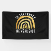 Cancer Boho Rainbow In september Draag we Gold Spandoek (Horizontaal)