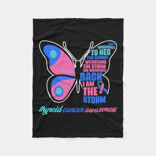 Cancer Butterfly - Schildklier Survivor Schildklie Fleece Deken (Voorkant)