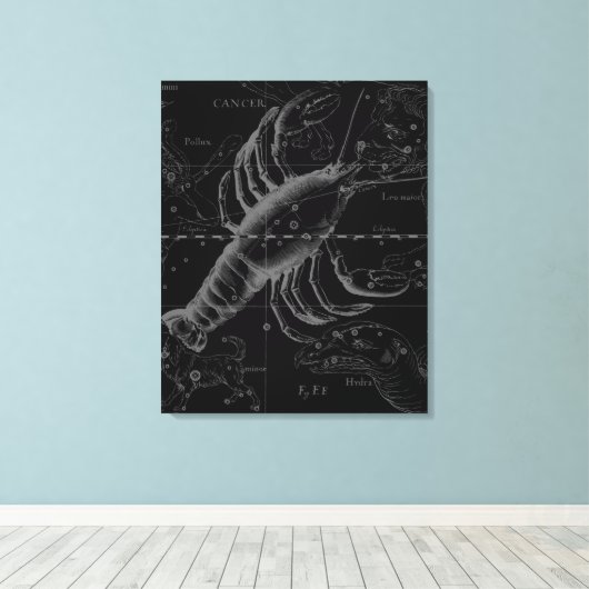 Cancer Constellation Hevelius 1690 Decor Canvas Afdruk (Insitu (Houten vloer))