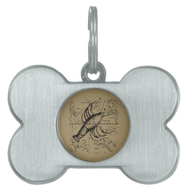 Cancer Constellation Hevelius 1690 Engaving Huisdieren Naamplaatje (voorkant)
