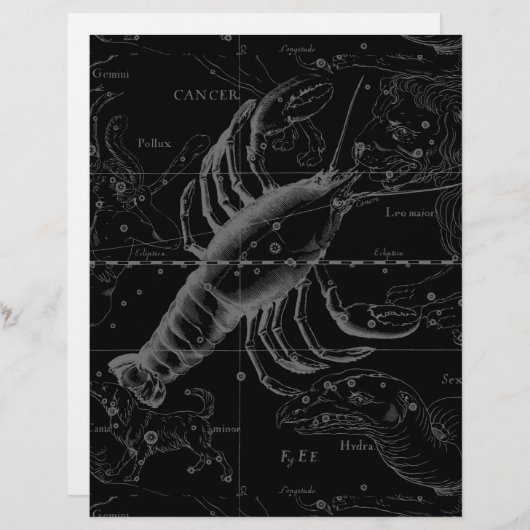 Cancer Constellation Hevelius 1690 op Black (Voorkant / Achterkant)