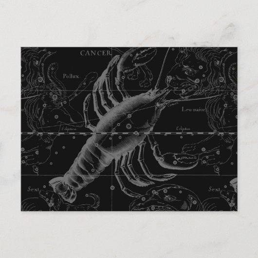 Cancer Constellation Hevelius 1690 op Black Briefkaart (Voorkant)