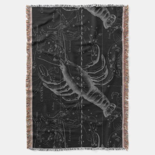 Cancer Constellation Map Black Hevelius circa 1690 Deken (Voorkant Verticaal)