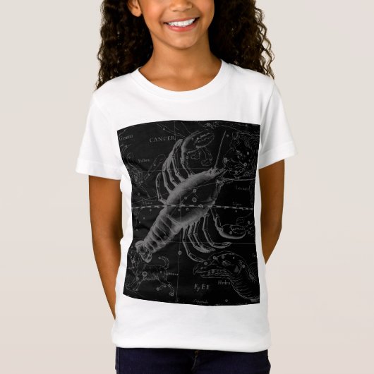 Cancer Constellation Map Black Hevelius circa 1690 T-shirt (Voorkant)