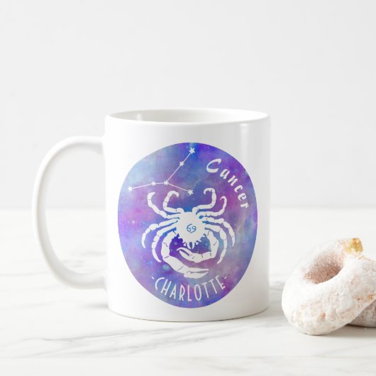 Cancer Crab Constellation Stars Name Birthday Gift Koffiemok (Met donut)