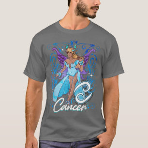 Cancer Fairy Zodiac Birthday Anime Fairies Black Q T-shirt