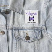 Cancer Faith Butterfly Lavender Ribbon Vierkante Button 5,1 Cm (In situ)