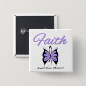 Cancer Faith Butterfly Lavender Ribbon Vierkante Button 5,1 Cm (Voorkant /achterkant)