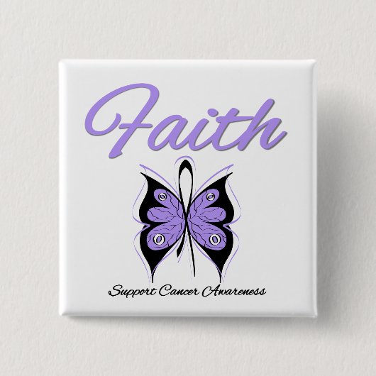 Cancer Faith Butterfly Lavender Ribbon Vierkante Button 5,1 Cm (Voorkant)