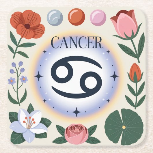 Cancer Flowers Glyph Onderzetter Set (Voorkant)