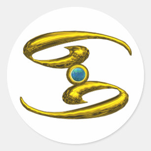 CANCER Gold Zodiac Birthday Sign Jewel Ronde Sticker