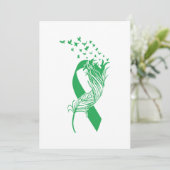 Cancer Green Ribbon Feather Birds Save The Date (Staand voorkant)