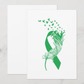 Cancer Green Ribbon Feather Birds Save The Date (Voorkant / Achterkant)
