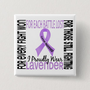 Cancer I Draag trots lavender 2 Vierkante Button 5,1 Cm