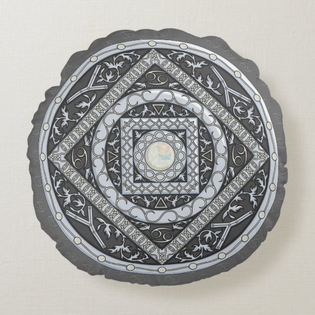 Cancer Mandala Round Pillow Rond Kussen (Voorkant)