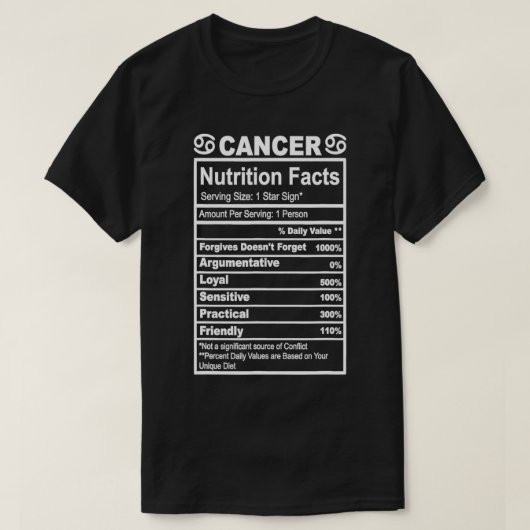 Cancer Nutrition Facts T-shirt (Design voorkant)