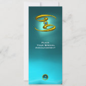 CANCER OPALE MONOGRAM aquamarine helder blauw Kaart (Achterkant)