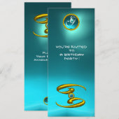 CANCER OPALE MONOGRAM aquamarine helder blauw Kaart (Voorkant / Achterkant)