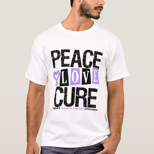 Cancer Peace Love Cure T-shirt (Voorkant)