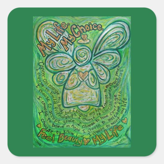 Cancer Poem Green Angel Art Sticker Decals (Voorkant)