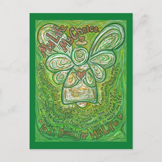 Cancer Poem Green Guardian Angel Art Briefkaarten (Voorkant)