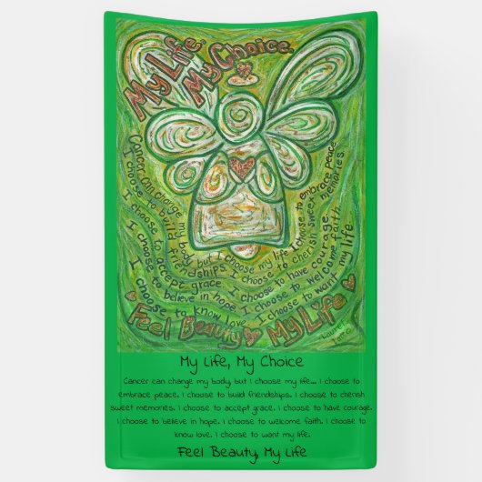 Cancer Poem Green Guardian Angel Art Custom Banner (Verticaal)