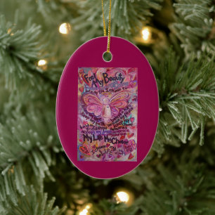Cancer Poem Pink Angel Art Custom Gift Ornaments Keramisch Ornament