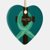 Cancer Ribbon Celebrates Faith & Remissions Keramisch Ornament (Rechts)