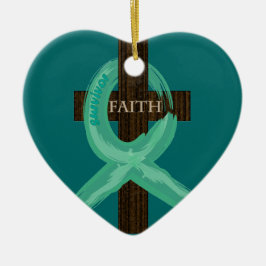 Cancer Ribbon Celebrates Faith & Remissions Keramisch Ornament