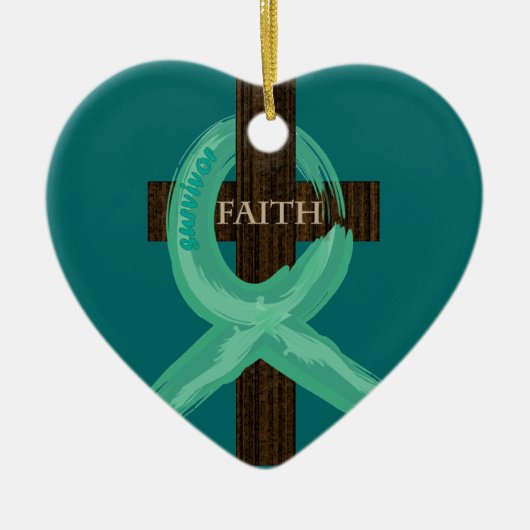 Cancer Ribbon Celebrates Faith & Remissions Keramisch Ornament (Voorkant)