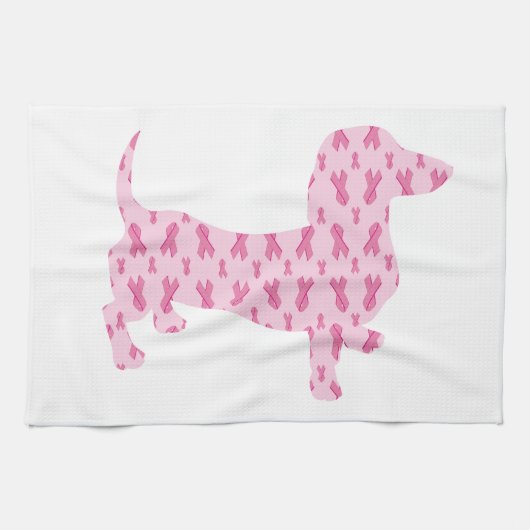 Cancer Ribbon Dachshund Theedoek (Horizontaal)