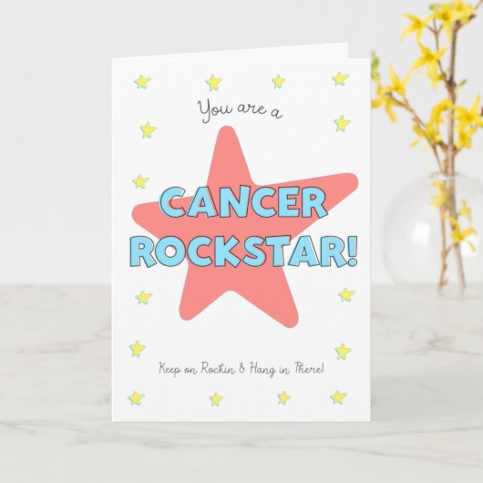 Cancer Rock Star Hang daar in Get Well Kaart (Gele Bloem)