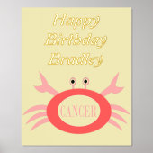 Cancer Star Sign Crab Birthday Party Folie Afdrukken (Voorkant)