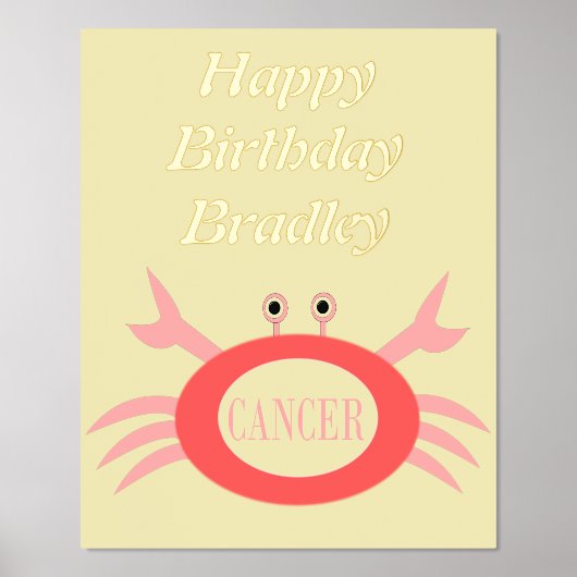 Cancer Star Sign Crab Birthday Party Folie Afdrukken (Voorkant)