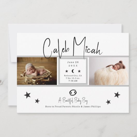 Cancer Stars Foto Baby - Aankondiging geboorte (Voorkant)