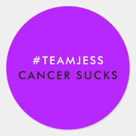Cancer Sucks | Naam team Hashtag Trendy Paars Ronde Sticker
