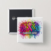 Cancer Sucks Vierkante Button 5,1 Cm (Voorkant /achterkant)