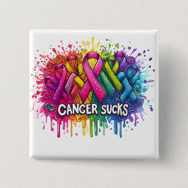 Cancer Sucks Vierkante Button 5,1 Cm