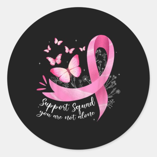 Cancer Support Squad Awareness Pink Ribbon Butter Ronde Sticker (Voorkant)