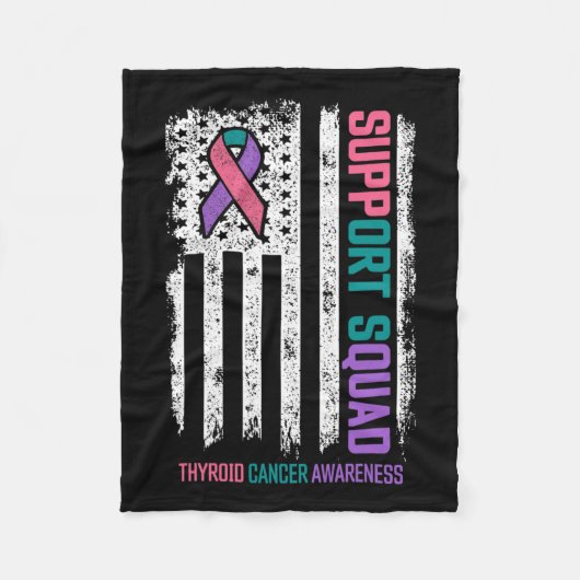 Cancer Support Squad Schildklierkanker Bewustzijn Fleece Deken (Voorkant)