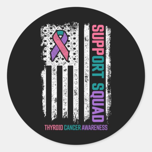 Cancer Support Squad Schildklierkanker Bewustzijn Ronde Sticker (Voorkant)
