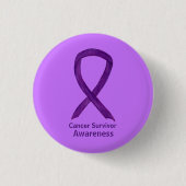 Cancer Survivor Awareness Paarse Ribbon Button Pin (Voorkant)