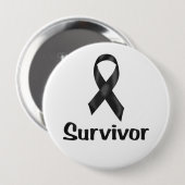Cancer Survivor Black Ronde Button 4,0 Cm (Voorkant /achterkant)