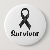 Cancer Survivor Black Ronde Button 4,0 Cm (Voorkant)