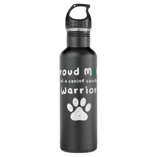 Cancer Survivor Canine Cancer Awareness Paw Print Waterfles (Voorkant)