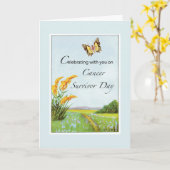 Cancer Survivor Day Gefeliciteerd met Butterfly Kaart (Gele Bloem)