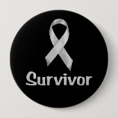 Cancer Survivor Gray Ronde Button 4,0 Cm (Voorkant)