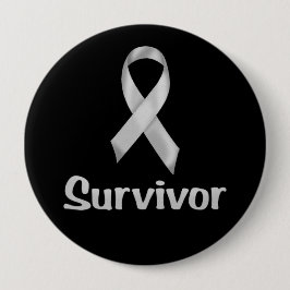 Cancer Survivor Gray Ronde Button 4,0 Cm